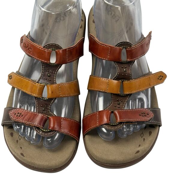 Taos Tribute Leather Slide Sandals Women 8 Brown Gladiator Strappy Comfort - Picture 6 of 11